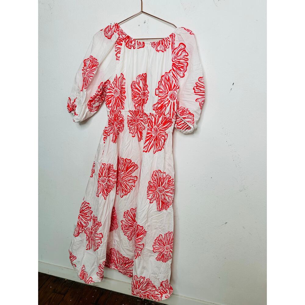 MARIE OLIVER Pink Floral 100% Cotton Ava V-Neck 3/4 Sleeve Maxi Dress Size M - Picture 5 of 16